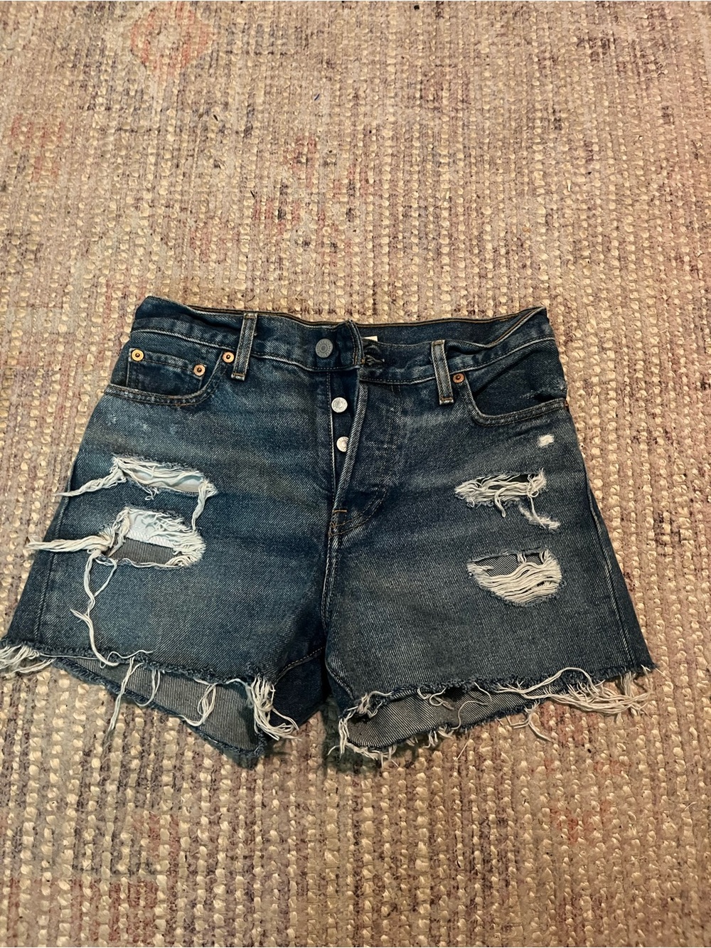 Levi’s wedgie Distressed Dark Blue Denim Women's Shorts